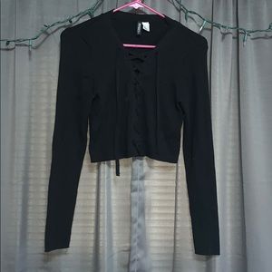 H&M Laced Up Ribbed Crop Top